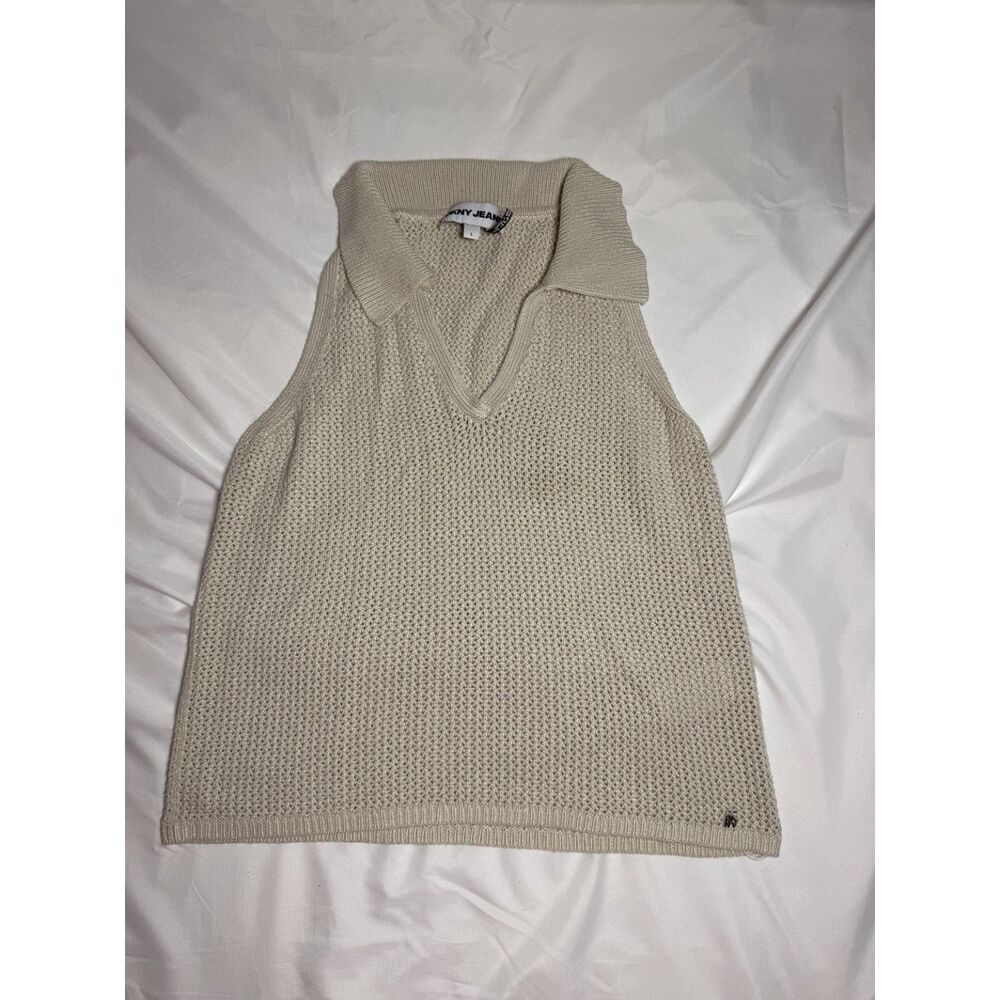DKNY Polo Collar Sleeveless Sweater